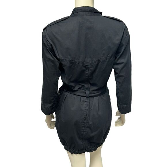 Calvin Klein Black coat long army trench coat Jacket with belt many pockets fall - Picture 5 of 9